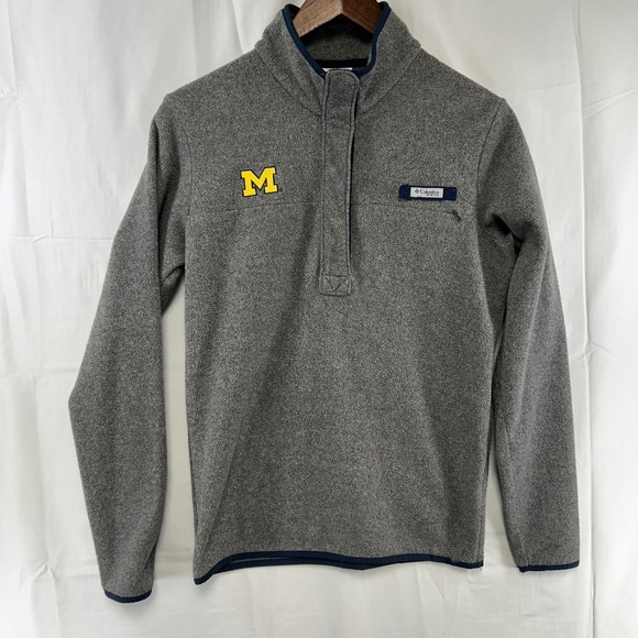 Columbia Other - Michigan Wolverines Columbia‎ Fleece Pullover Mens Small Grey PFG Snap